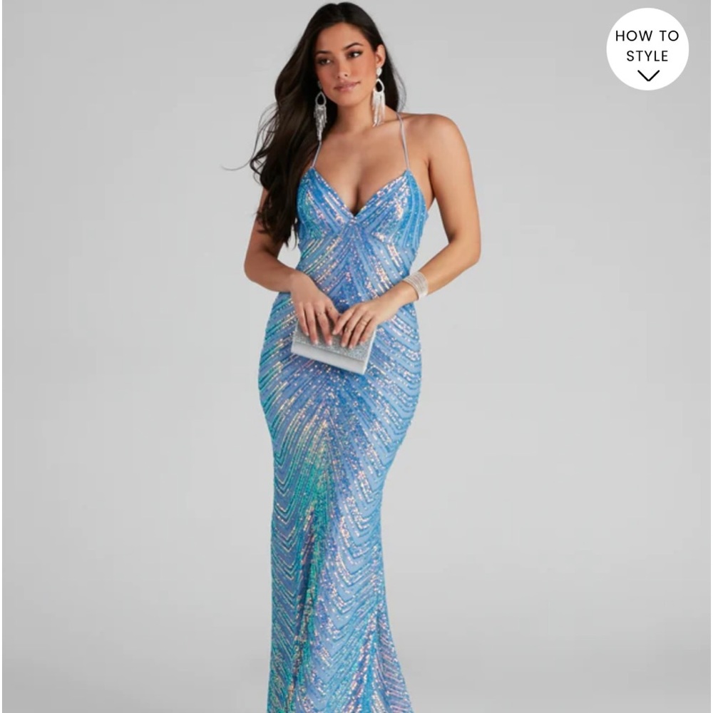 Macy’s Blue Sparkly Prom Dress